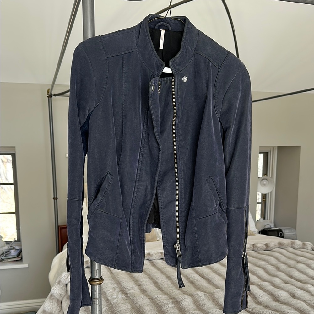 Navy Suede Jacket - Picture 2 of 5